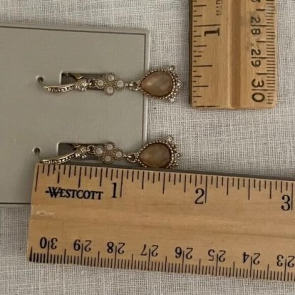 Marchesa Gold-Tone Multi-stone Drop Earrings Soft Yellow Stones with Rhinestones - Picture 4 of 4